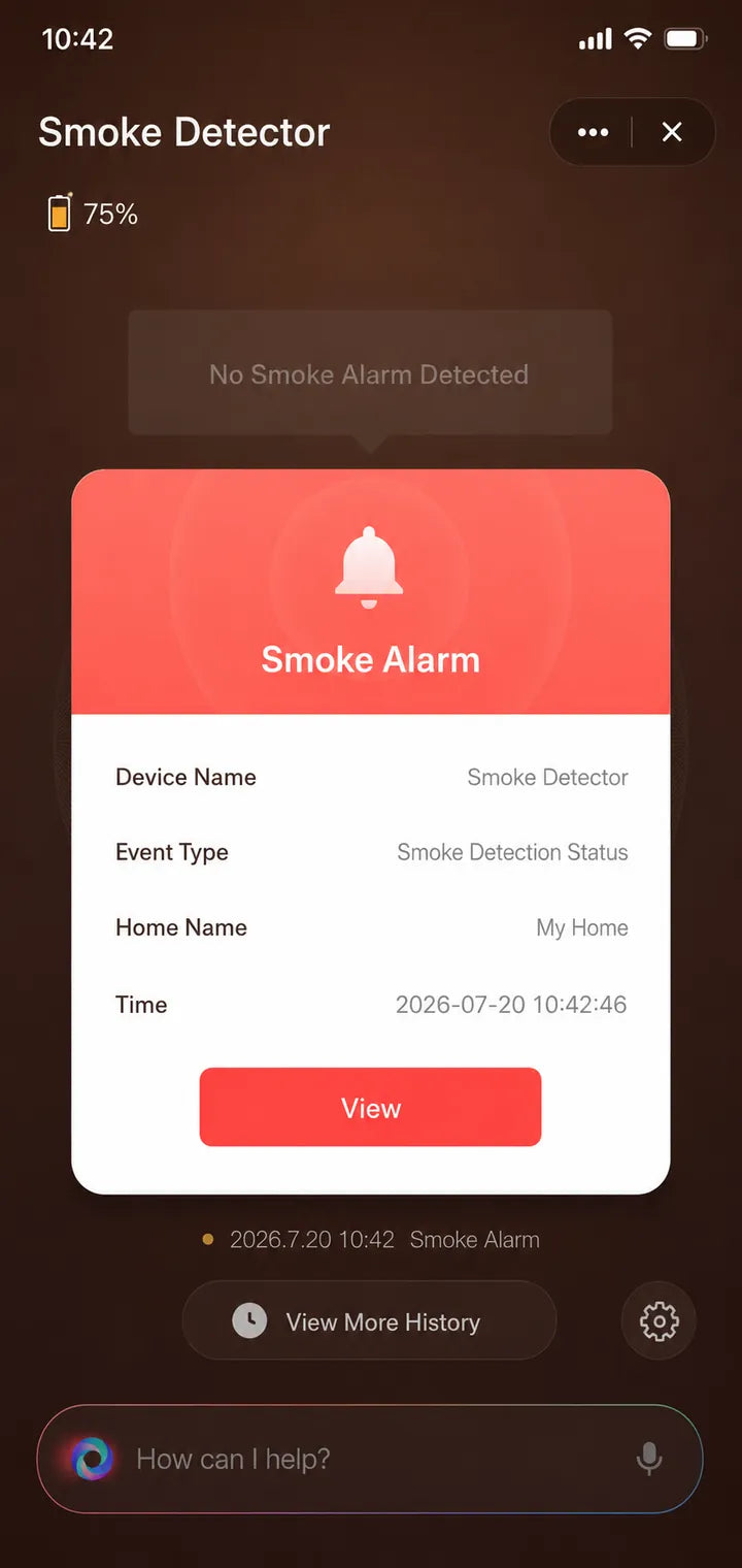 Original app: Smoke Alarm event notification card