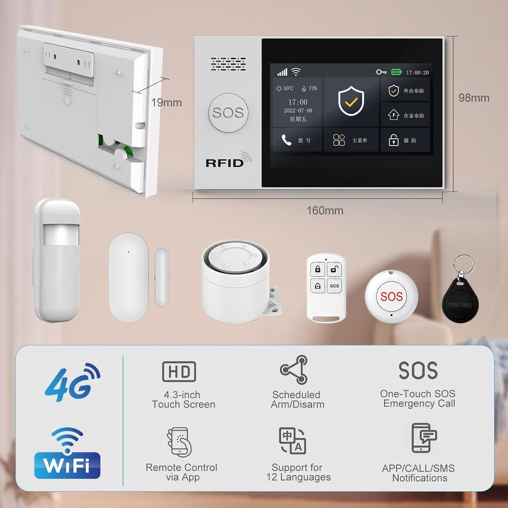 XUK Protect SecureHub™ Complete Home Security System – 4G & WiFi Smart Alarm Platform with Touchscreen Control, Sensors & App Protection