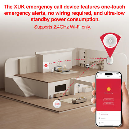 XUK Protect SafeCall™ Smart Caregiver Alert System – WiFi Emergency Call Button with Mobile App Control