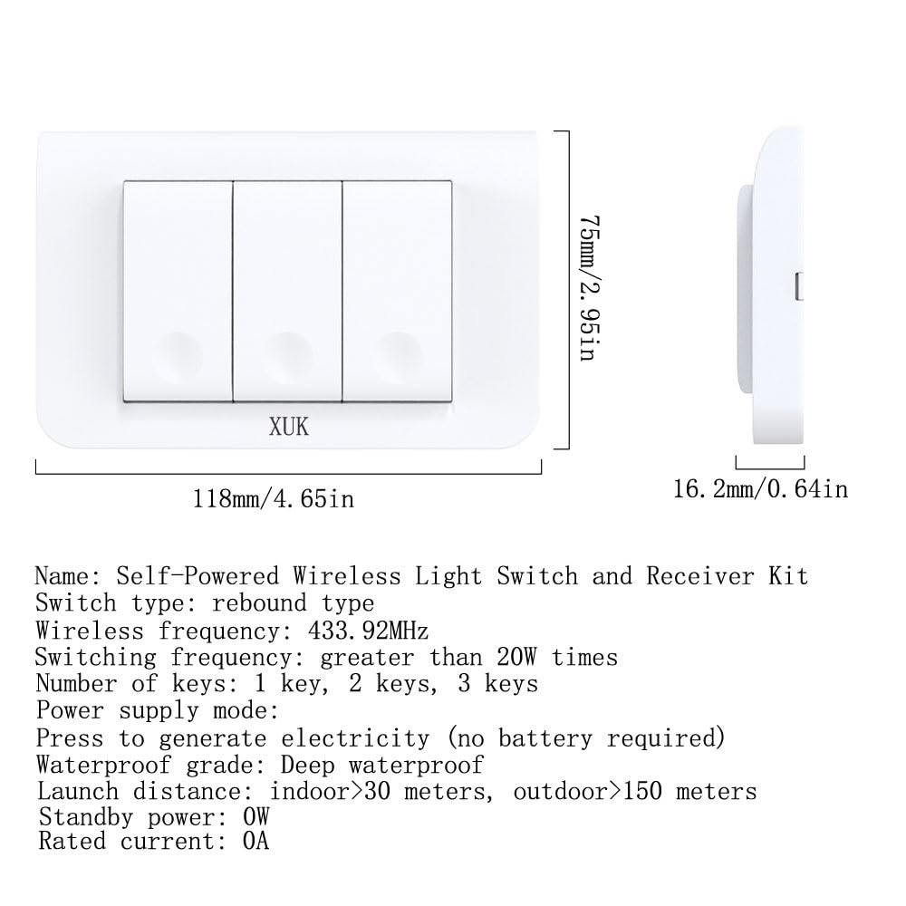 XUK SmartLiving™ PowerFree Wireless Light Switch Kit